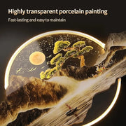 Round LED Glass Wall Painting – Textured Moon Design (32×32 in, Backlit with Remote Control)