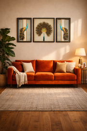 Peacock Elegance Shadow Box Frame Set (1.5×2ft / 2×2ft / 1.5×2ft) – Set of 3