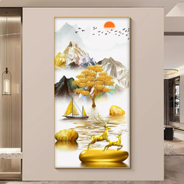 Golden Sunrise Crystal Led Painting/ Sizes: 2ft*3ft