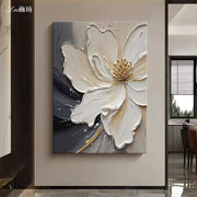 Flower 3D Hand made Canvas Painting with Heavy Aluminium Frame-Size (70cm*100cm)(2.5ft*3.5ft)