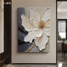 Flower 3D Hand made Canvas Painting with Heavy Aluminium Frame-Size (70cm*100cm)(2.5ft*3.5ft)