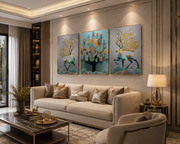 Tree of Life & Majestic Deer Trio( Crystal Painting)- Set of 3 - Sizes: 16*24/16*24/16*24 inches