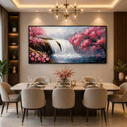 “Whispers of the Waterfall” - Handmade Canvas Painting (120×60 cm, Heavy Aluminum Frame)