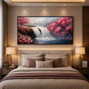 “Whispers of the Waterfall” - Handmade Canvas Painting (120×60 cm, Heavy Aluminum Frame)