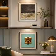 Contemporary Shadow Box Wall Art – Botanical & Abstract Trio (40×40 cm Each,)