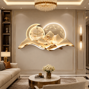 Golden Horizon Clockscape - Crystal Glass Painting with Led light+ Remote controlled/ Sizes- 150*60cm (5ft*2ft)