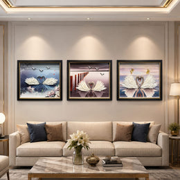 Swan Couple Art Wall Frame – Premium HD Print | Size: 20×24 inches (50×60 cm) each