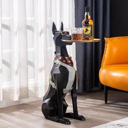 Black Geometric Dog Side Table