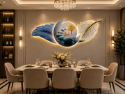 Moon Feather Serenity - Crystal Glass Painting with Led light+ Remote controlled/Sizes( 150*60cm) - 5ft*2ft