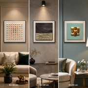 Contemporary Shadow Box Wall Art – Botanical & Abstract Trio (40×40 cm Each,)