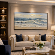 Elegant Modern Living room with Seascape- Canvas handmade Painting with heavy Aluminium Frame- Size (40×20inches)( 3*1.5ft)