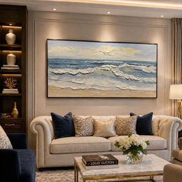 Elegant Modern Living room with Seascape- Canvas handmade Painting with heavy Aluminium Frame- Size (40×20inches)( 3*1.5ft)