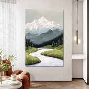 Verdant Whisper 3D Handmade Canvas painting in Heavy Aluminium Frame-Size- 60cm*90cm ( 2ft * 3ft)