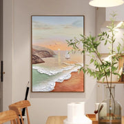 Sailboat by the Shore Canvas Painting (60×90 cm, Textured, Aluminum Frame)