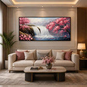 “Whispers of the Waterfall” - Handmade Canvas Painting (120×60 cm, Heavy Aluminum Frame)