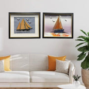 3D Shadow Box Framed Wall Art – Sailing & Nature Theme | Size: 50×60 cm Each (20×24 inch) – Set of 3