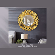 Gold Sunburst Round Wall Mirror