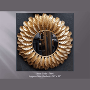 Luxury Gold Leaf Accent Round Wall Mirror