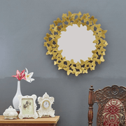 Luxury Gold Butterfly Accent Round Wall Mirror