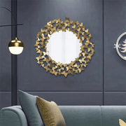 Luxury Gold Butterfly Accent Round Wall Mirror