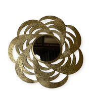 Round Gold Accent Mirror with Beaded Border