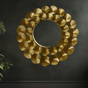 Luxury Gold Sphere-Accented Round Mirror