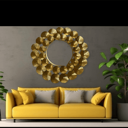 Luxury Gold Sphere-Accented Round Mirror