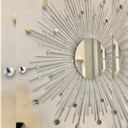 Decorative Gold Sunburst Pattern Round Wall Mirror
