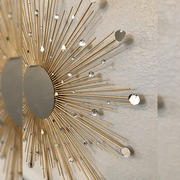 Decorative Gold Sunburst Pattern Round Wall Mirror