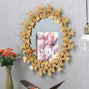 Luxury Gold Butterfly Accent Round Wall Mirror