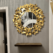 Luxury Gold Butterfly Accent Round Wall Mirror