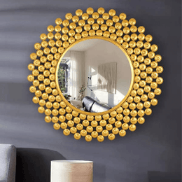 Gold Sunburst Round Wall Mirror