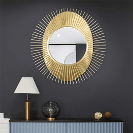 Luxury Gold Sunburst Sphere Accent Round Wall Mirror