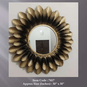 Luxury Gold and Black Leaf Accent Round Wall Mirror